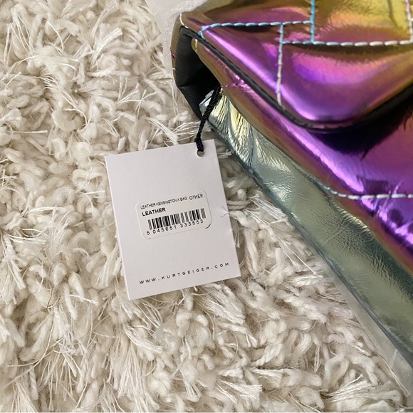 Kurt Geiger London Kensington X Leather Shoulder Bag NWT Rainbow Metallic Ombre - Picture 10 of 10